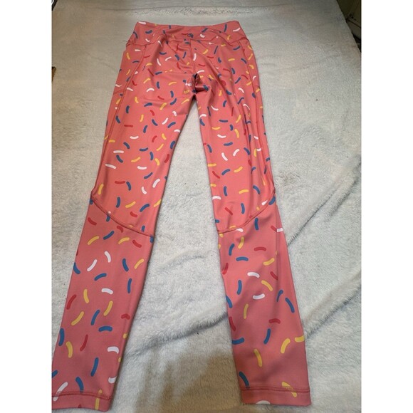 Feed Me Fight Me High Rise Pocket Leggings Sz L Womens Pink Workout Pants F2 - Picture 6 of 11